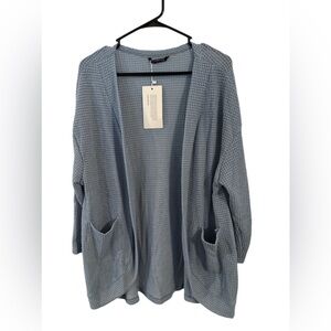 BloomChic Light Blue Waffle Knit Cardigan- NWT